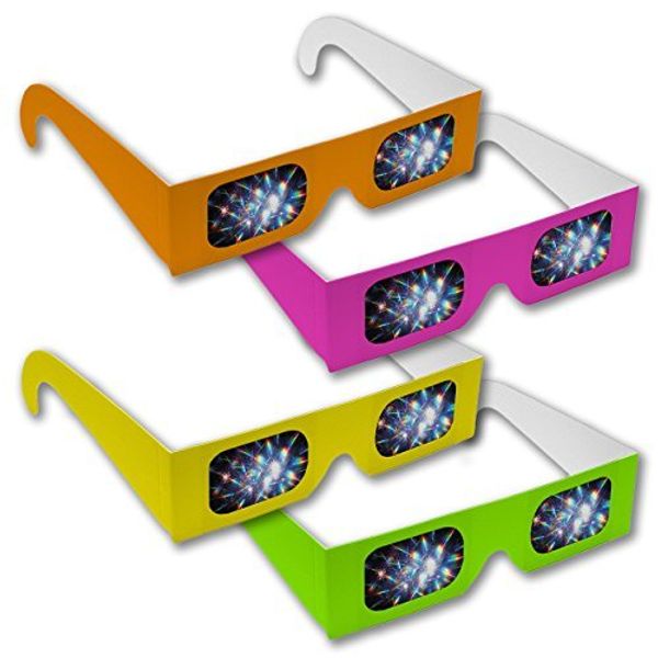 Rainbow Symphony Diffraction Grating Glasses - Assorted Neon Colors (50-Pack)