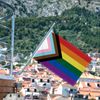 Large 60 x 90 cm Progress Rainbow Flag, 2 x 3 ft Medium 150D Progressive Rainbow Banner, Durable Double Side Print Decor Brass Eyelets Medium Progress Rainbow