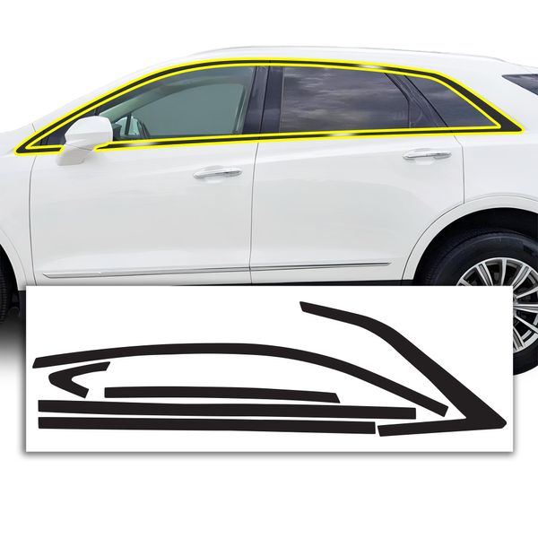 BOGAR TECH DESIGNS Side Window Chrome Delete Overlay Compatible with Cadillac XT5 2017-2024, Gloss Black