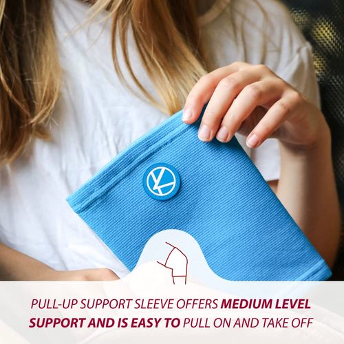 KARM Kids Knee Support Sleeve - Childs Knee Compression Sleeve for Children - Girls & Boys | Junior Knee Support for Sports & Football & Joint Pain & Knee Conditions (Blue)