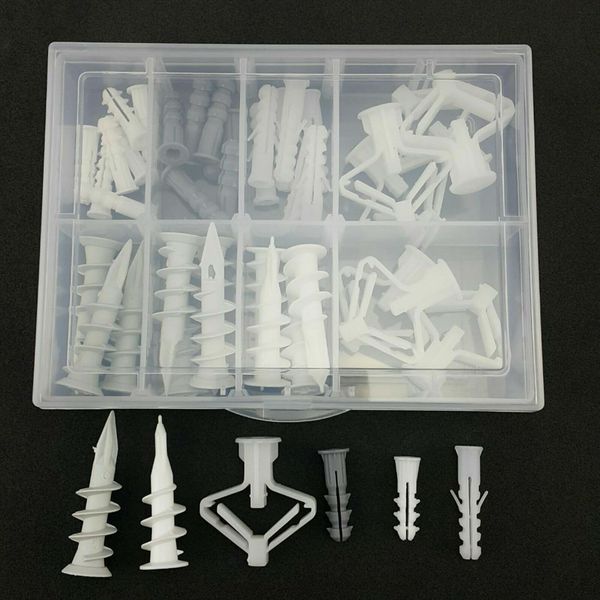 deal!45pc Molly Bolt Assortment Assorted Set Plastic Nylon Drywall Anchor 6Sizes