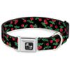 Buckle-Down 18-32" Cherries Scattered Black Dog Collar Bone, Wide Large