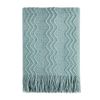 BOURINA Textured Solid Soft Sofa Throw Couch Cover Knitted Decorative Blanket,Aqua, 127x152cm