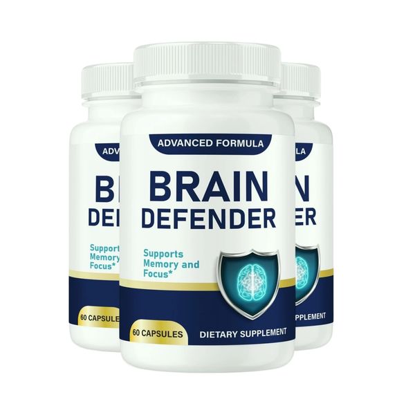 3-Pack Brain Defender Capsules, Supports Memory and Focus - 180 Capsules