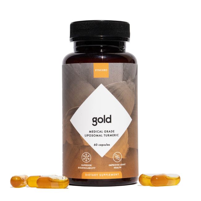 Synchro Gold Medical-Grade Liposomal Turmeric | 60ct Capsules | Whole-Plant Extract, Nano-Encapsulation Delivery | Curcumin Black Pepper Piperine Supplement