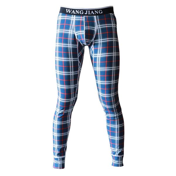 ARCITON Men's Low Rise Leggings Long Johns Thermal Pant US XL/with Tag XXL(Waist: 38"- 40") Plaid Navy Blue