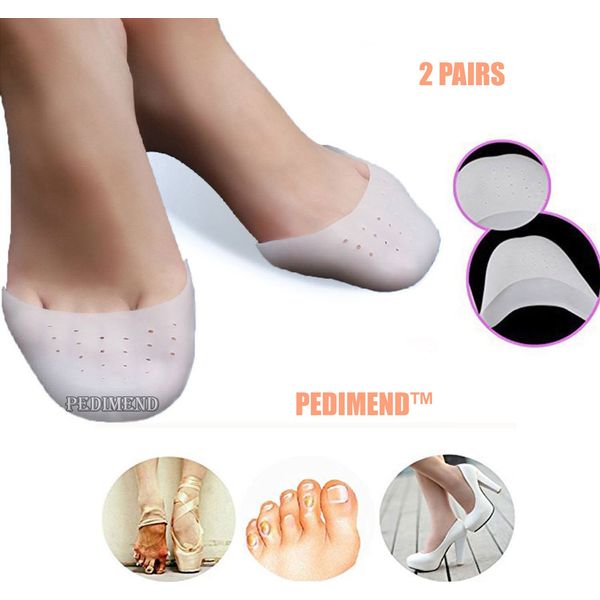 Pedimend™ 2 Pairs Soft Gel Toe Protector | Forefoot Cushion Toe Cap | Foot Sleeves Metatarsal Pads Ballet Pointe Dance Athlete Shoe Toe Pads | Prevent Calluses and Blisters