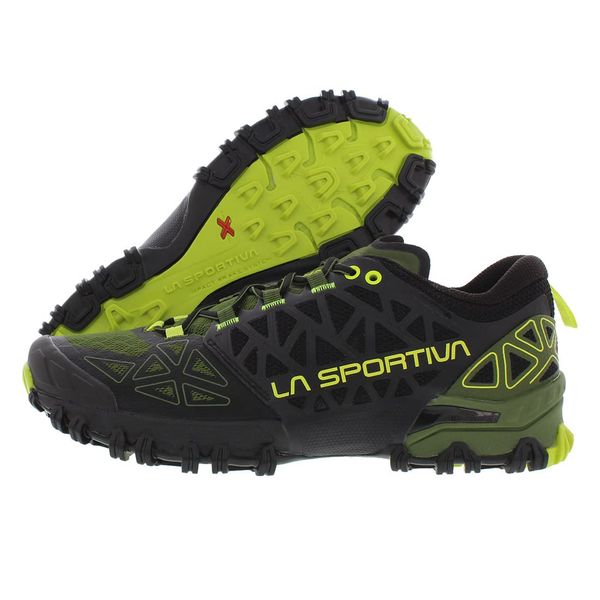 La Sportiva Mens Bushido II Trail Running Shoe, Olive/Neon, 10.5