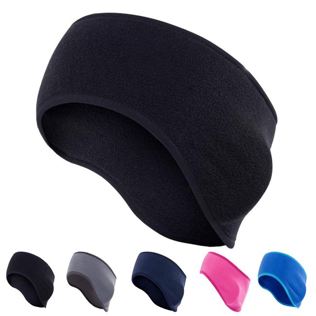 Wayersen Ear Warmers, Cold Protection, Windproof, Warm, Keeps Your Head, Ultra Lightweight, Cycling, Running, Earmuffs, Excellent Elasticity, Unisex (Black)