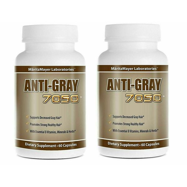 2 Pack Anti Gray 7050 Hair Saw Palmetto Catalase Max Strength Dietary Supplement