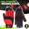 4 Pair Red/Black Breathable Multi-Purpose Utility Mechanic Protective Work Glove