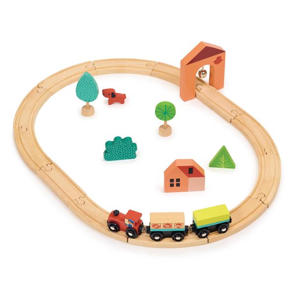 Mentari Toys - My First Train Set - Beautiful Wooden Toy Train Set Kids - Intelligent and Imaginative Play Skills for Age 3+