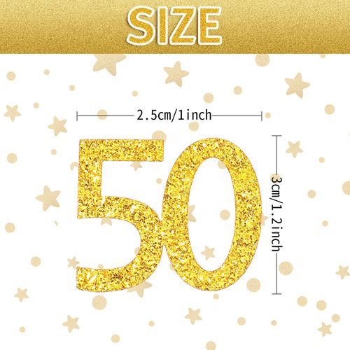 Sumind 200 Pcs 50th Birthday Confetti Gold Anniversary Glitter Confetti for Table decorations cheers to Birthday Wedding Anniversary Party Supplies