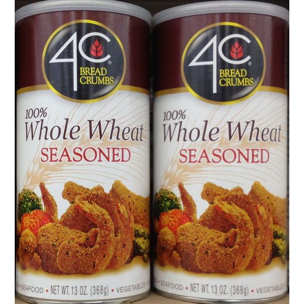 4C Premium Bread Crumbs, Whole Wheat Seasoned with Pecorino Romano Cheese, Flavorful Crispy Crunchy, Value Pack (Whole Wheat Seasoned, 13 Ounce (Pack of 2))