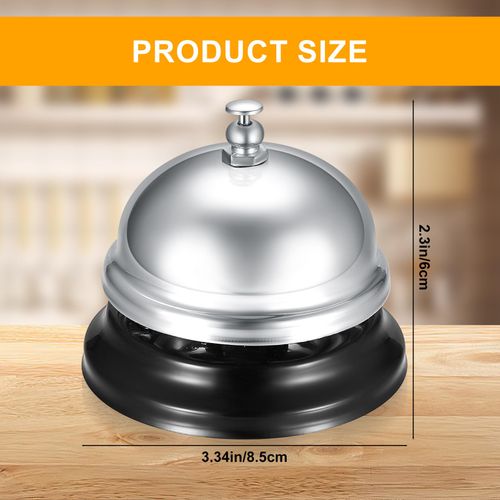Call Bell, Service Bell, Desk Table Service Counter Ringing Bell, Kitchen Bar Called Ring Bell Clock, Metal Game Front Reception Bells for Schools Dinner Hotel Restaurant Kitchen Call Bells (silvery)