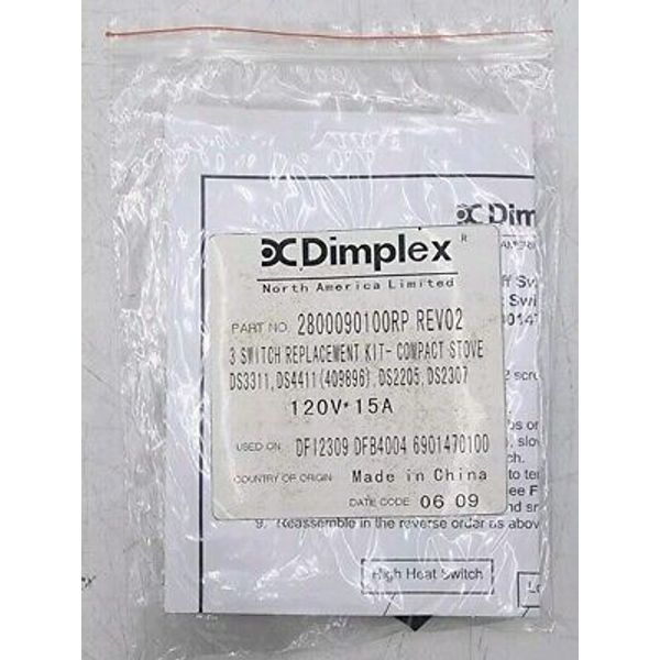 Dimplex 2800090100RP 3 Switch Replacement Kit Compact Stove 120V OEM/Genuine