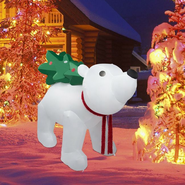 Christmas Inflatable 7Ft Polar Bear Decor w/LED Lights Outdoor Yard Decoration
