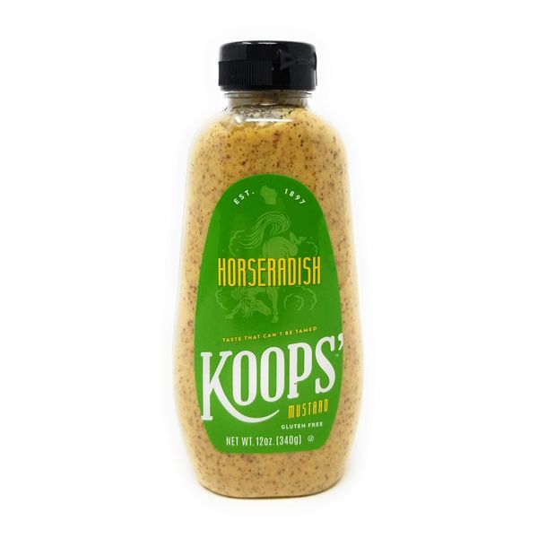 Koops' Horseradish Mustard – Bold and Zesty Horseradish Sauce, Gluten-Free, Kosher, Made in USA, From Quality Mustard Seeds – 12 Oz, Pack of 3