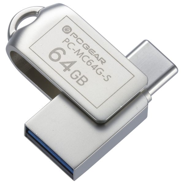 Ohm Electric PCGEAR_USB Memory 64GB Compatible with TypeC & TypeA PC-MC64G-S 01-0064 OHM