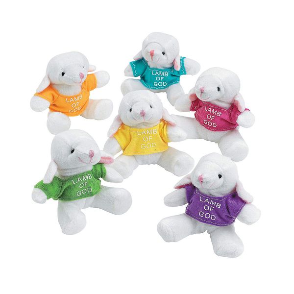 Fun Express Religious Plush Lambs with T-Shirts - Toys - 12 Pieces