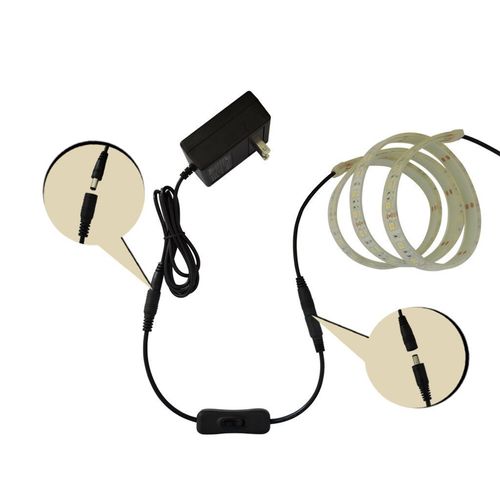 LitaElek DC 12V Inline Switch 5.5mm x 2.1mm Male to Female DC Jack Connector DC Power Adapter LED Strip Cord Switch with On/Off Button Inline Rocker Switch for SMD 5050, 5630, 3528, 2835 LED Tape