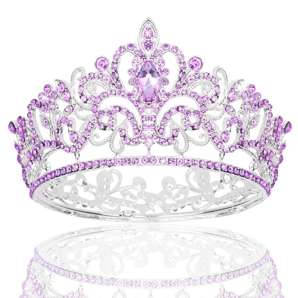 Wecoe Small Purple Crown Tiara For Girls Flower Bouquets Accessories Mini Crown Birthday Girl Princess Crown Cake Decorations Wedding Flower Girl Hair Accessories Ornaments Gifts