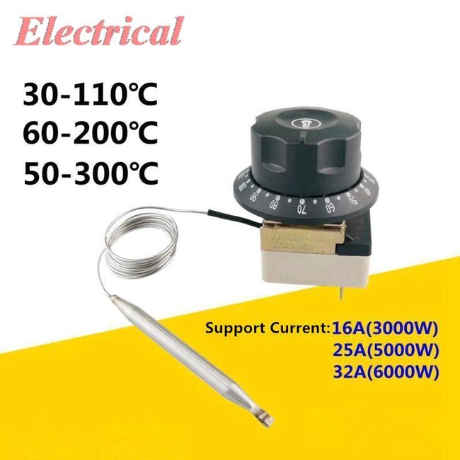 Electric Oven Thermostat Adjustable Temperature Controller Switch 30-110 2 Pin