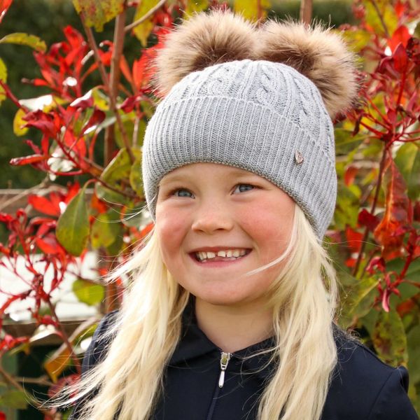 HY Equestrian Childrens Morzine Bobble Hat One Size Blush