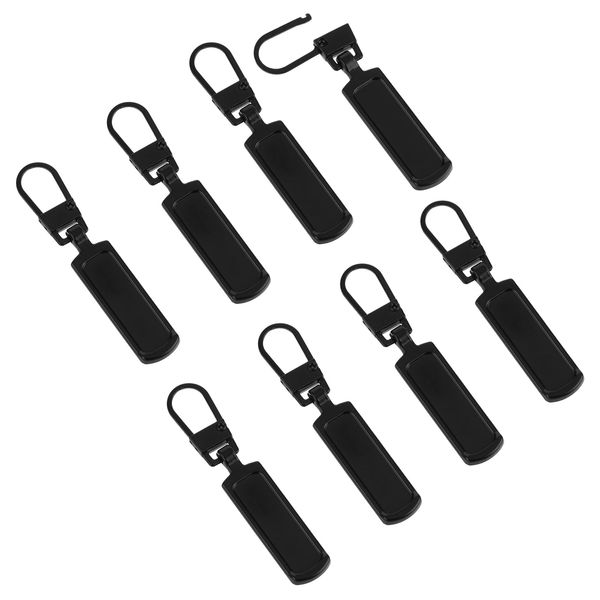 8 Pcs Black Zipper Pull Replacement for Jacket Zipper Slider Replacement for Small Hole Head Handle Zippers Detachable Zipper Pull Tab Repair Kit for Clothing Coat Luggage Backpack Suitcase Boot Purse