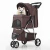 Brown Foldable Dog Stroller Pet Cage Carrier Cart w/Adjustable Canopy+Cup Holder