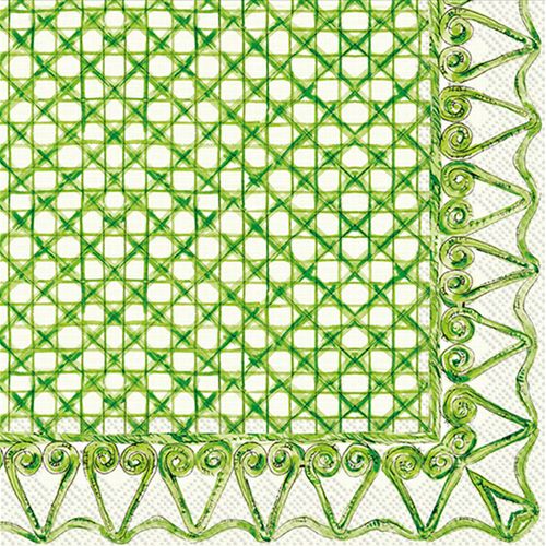 IHR Ideal Home Range Cocktail Napkins Disposable 3-Ply Paper Party Napkin Pack, 5" x 5", Botanical Cane (Green), 20-Count