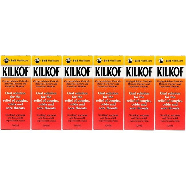 Bells Kilkof Oral Solution for Relief of Coughs, Colds and Sore Throats 100ml - Pack of 6