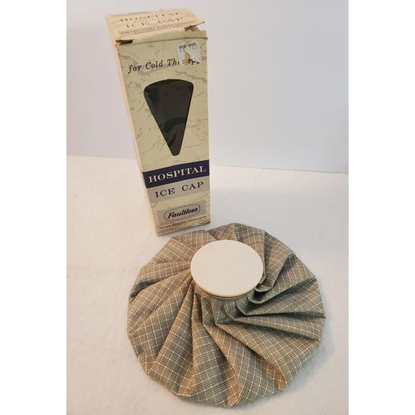 Vintage Faultless Hospital Ice Cap English Style Folding Cloth Original Box NOS