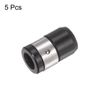 sourcing map 5pcs Magnetic Screw Ring Holder Removable Bit Magnetizer for 1/4" Hex Shank Screwdriver Power Bits, Black