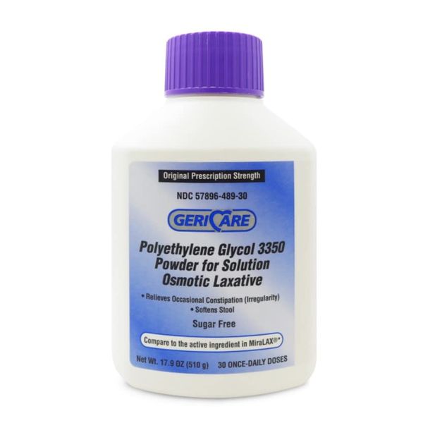 Gericare Powder Laxative Stool Softener, 30 Doses 17.9oz, Sugar Free (1 Pack)