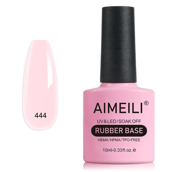 AIMEILI 5 in 1 Rubber Base Gel For Nails, Sheer Color Gel Nail Polish UV LED Soak Off, Elastic Rubber Base Coat Nail Strengthener, Long Lasting - (444) 10ml