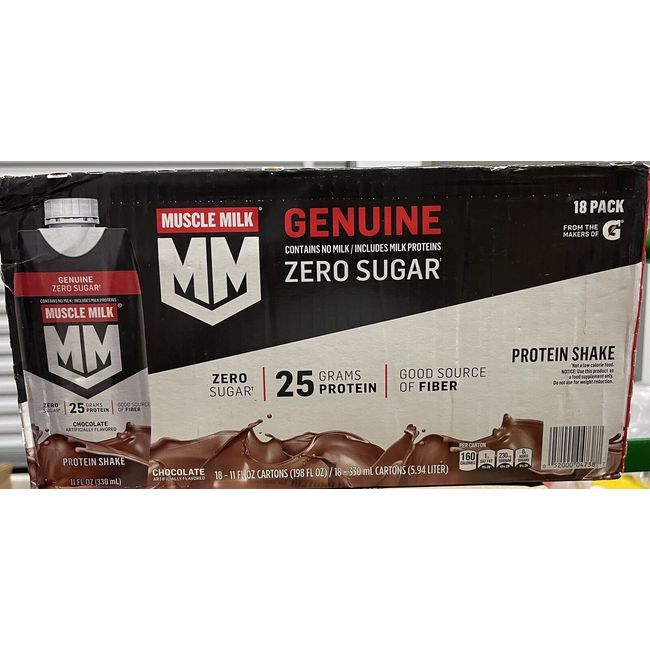 Muscle Milk Genuine Protein Shake Chocolate, 11 fl oz, 18-pack