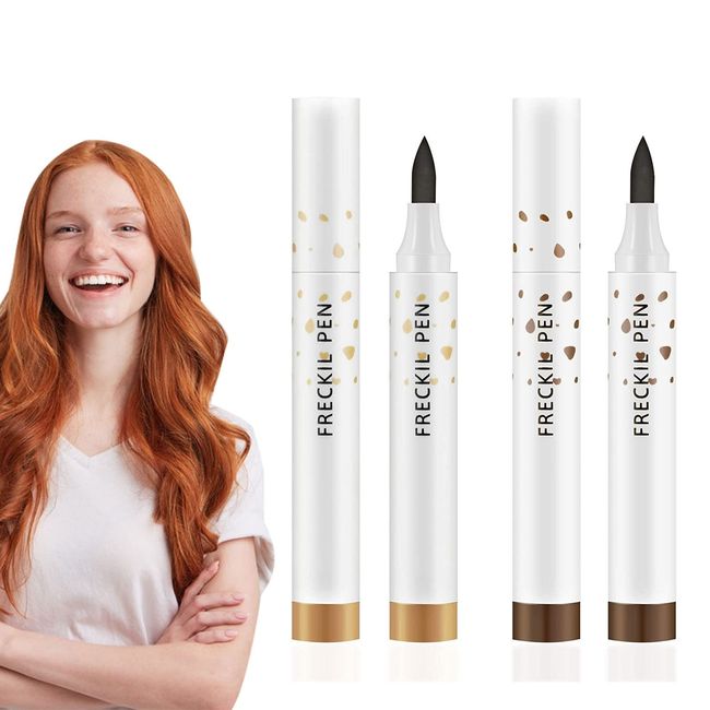 Freckle Pen Freckle Pen, Freckle Makeup Pen, 2 Pieces Pen with Natural Freckle Durable Waterproof Face Freckle Long Lasting