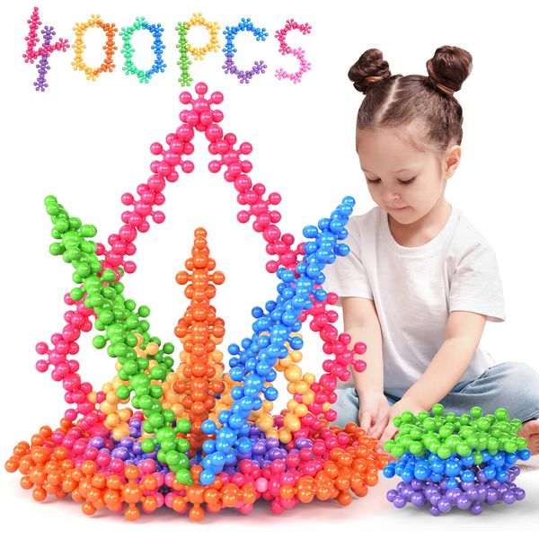 BABY HOME 400 Pieces Building Blocks Kids STEM Toys, Interlocking Solid Plastic Educational Toys Sets for Preschool Kids Boys and Girls Aged 3+, Safe Material Creativity Kids Toys