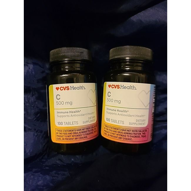 2 NEW Bottles Vitamin C 100 Tablets 500mg FREE SHIPPING