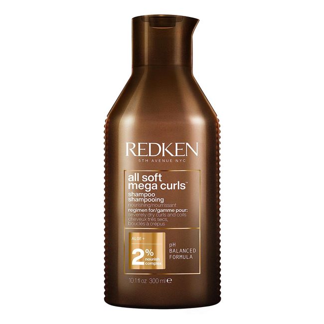 Redken Haarshampoo für trockenes, lockiges oder krauses Haar für Feuchtigkeit und Geschmeidigkeit, Mit Aloe-Vera, All Soft Mega Curls Shampoo, 300 ml