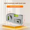 High precision solid aluminum alloy small level ruler for tilt angle measurement, portable mini level bubble with adjustable magnetic function(100 * 48.5 * 14mm)