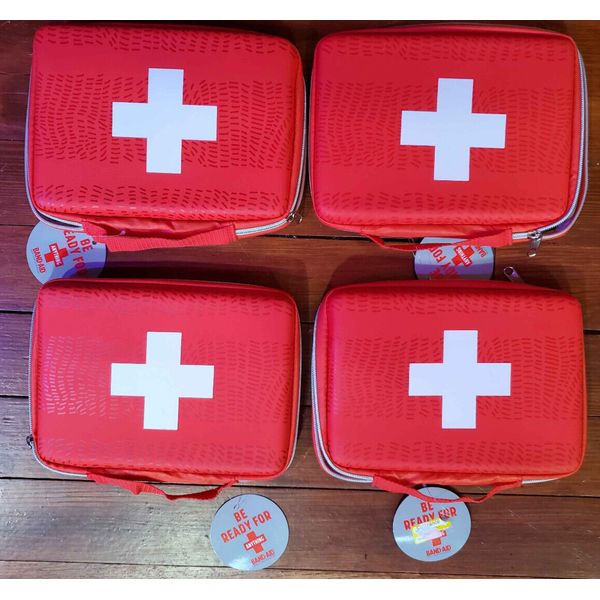 (4 ct) Band-Aid Build Your Own Customizable Travel First Aid Kit Red Bag EMPTY