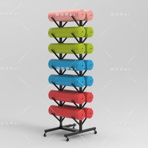 Gym Ball Stand Foam Roller Shelf Display Stand Storage Box Stand Gym, White 4 Wheels (Brake) 55X37X90CM