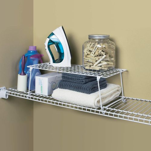ClosetMaid Stack and Hang 21.5'' x 10.75'' x 7.87'' Stainless Steel Wire Shelf Organizer Unit for Closets, Kitchen, and Laundry Rooms, White