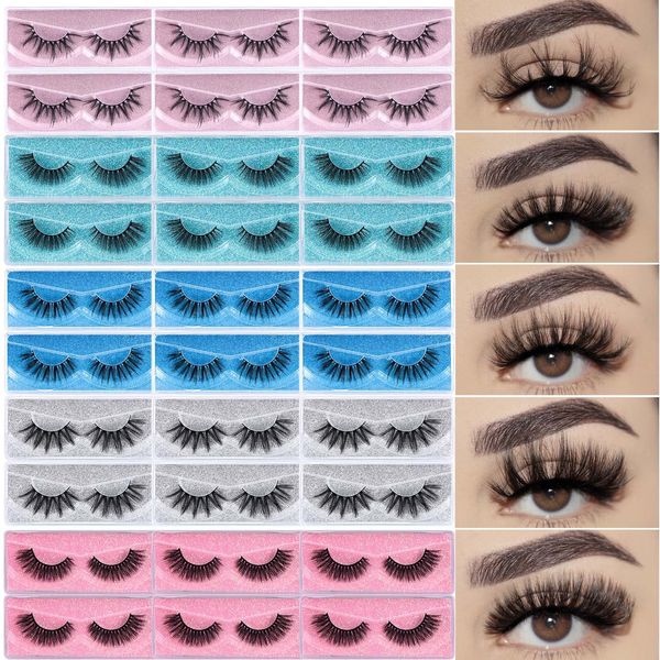 APCYUST Lashes Bulk 30 Pair Wholesale Faux Mink Eyelashes 5D Fluffy Eyelash 15mm 18mm 20mm Natural Medium Length Fake Lash with Portable Pack