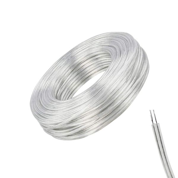 10 Meter 28AWG Electrical Wire, 2 Core Flat Transparent Wire PVC Mains Power Cable, Diameter 3MM, Thickness 1.4MM, Wear-Resistant, Oxidation Resistance for Installing Low-Power Appliances