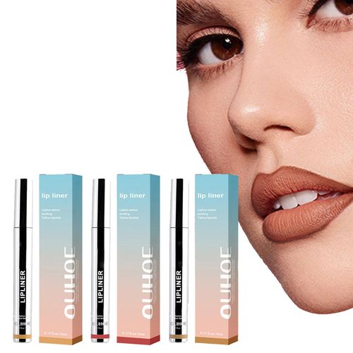 Peel Off Lip Liner, 3 Pieces Lip Stain Peel Off, Durable Lip Liner Tattoo, Matte Liquid Lipstick Nude Lip Gloss Waterproof Lip Tint Peel Off Non-Stick Cup for Women