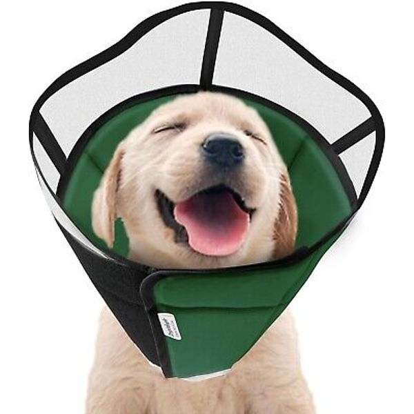 Soft Dog Cone for Dogs After Surgery Breathable Pet Recovery Collar Green Small