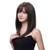 Wig, Women's, Semi-Long, Straight Collarbone, Full Wig, Natural, Round Face, Wig, Long, Semi-Long, Women's Full Wig, Dark Brown